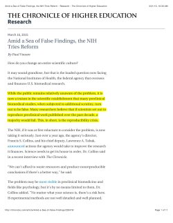 Amid a Sea of False Findings, the NIH Tries Reform