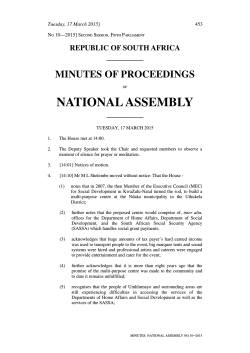 NATIONAL ASSEMBLY - Parliament of South Africa