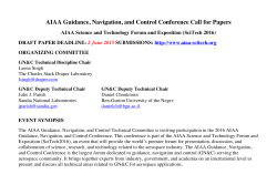 AIAA Guidance, Navigation, and Control Conference Call for Papers
