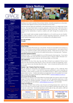 Latest Newsletter - Grace Christian School