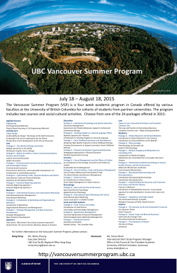 UBC VSP 2015 Poster - University of British Columbia