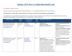 Summer 2015 Men`s Certified Basketball Events