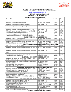 kitale technical training istitute may course outline
