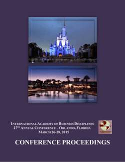 Proceedings - International Academy of Business Disciplines
