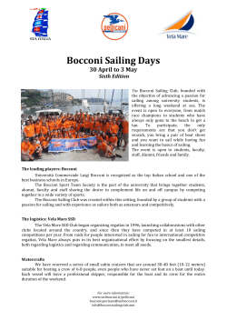 Bocconi Sailing Days 30 April to 3 May