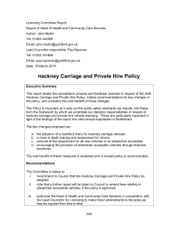 AMENDED REPORT - Hackney Carriage and Private Hire