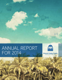 ANNUAL REPORT FOR 2014