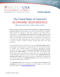 Summit Agenda - SelectUSA Investment Summit