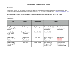 April - June 2015 Liturgical Ministry Schedule Hi Everyone, Listed