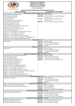 list of vacant positions as of march 18, 2015