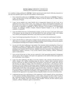 1 Kid Idol Audition AGREEMENT AND RELEASE