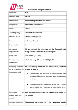 Coursework Assignment Brief Semester: A15 Module Code: PM204