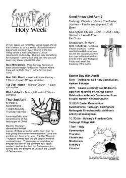 (22 Mar 2015) Team News Holy Week & April 2015