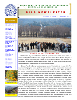 News Letter JANUARY 15 - Birla Institute of Applied Sciences