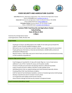 Cyclone PAM: Food Security and Agriculture Cluster Daily Briefing
