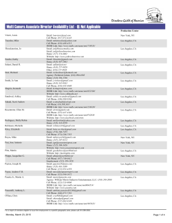 Multi Camera Associate Director Availability List