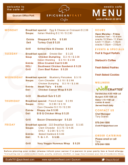 Epicurean Feast Weekly Menu