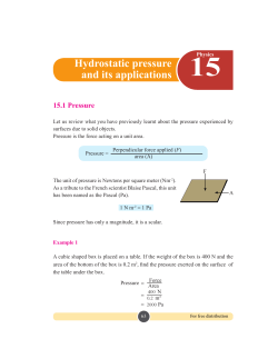 15 Hydrostatic pressure and its applications