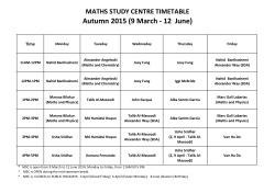 Maths Study Centre Autumn 2015 Tutors` areas of expertise