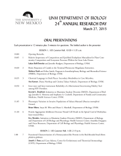 UNM Biology 2015 Annual Research Day Student Presentation Lists