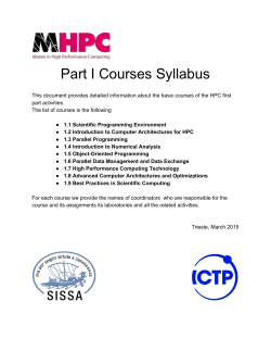 Part 1 Courses - Syllabus - Master in High Performance Computing