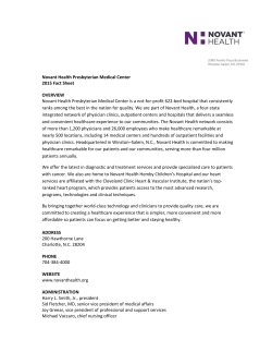 Novant Health Presbyterian Medical Center 2015 Fact Sheet