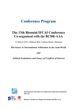 BCDR IFCAI Brochure - The Arbitration Institute of the Stockholm