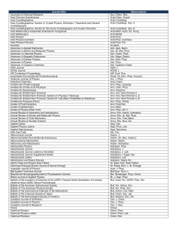 Journal titles Abbreviations Accounts of Chemical Research Acc