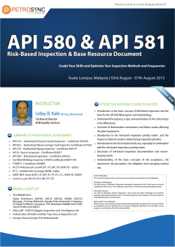 API 580 & 581 Risk Based Inspection Base Resource