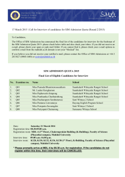 17 March 2015 | Call for Interview of candidates for SIM Admission