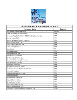 LIST OF EXHIBITORS AT IIDE 2015 as on 19/03/2015 Company