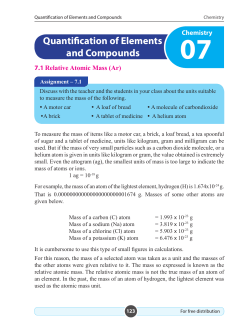 7. Quantification of elements and compounds