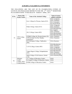 pg examination cetres of guntur and prakasam districts for the 2nd