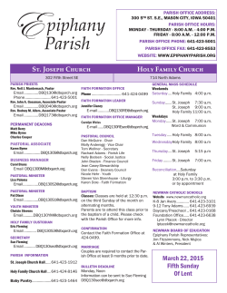 March 22, 2015 - Epiphany Parish