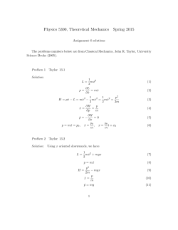 Physics 5300, Theoretical Mechanics Spring 2015