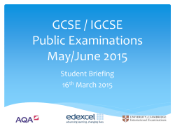 GCSE IGCSE Exams Student Briefing 2015