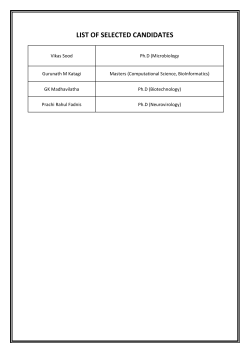 LIST OF SELECTED CANDIDATES