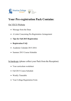 Your Pre-registration Pack Contains: