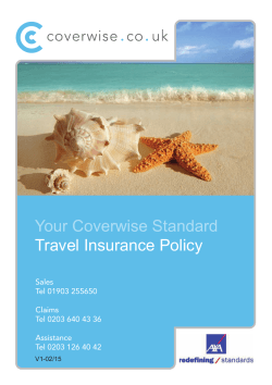 Your Coverwise Standard Travel Insurance Policy