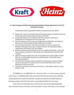 H.J. Heinz Company and Kraft Foods Group Sign Definitive Merger