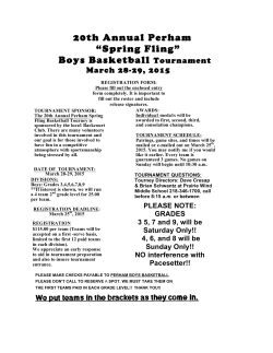 2015 Perham Boys Spring Fling Team Registration