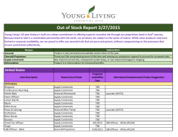 Out of Stock Report 3/20/2015