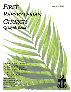 Weekly Newsletter. - The First Presbyterian Church of Myrtle Beach
