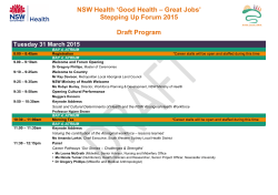 NSW Health `Good Health ��� Great Jobs` Stepping Up Forum 2015 Draft