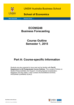 ECON5248 Business Forecasting, Semester 1