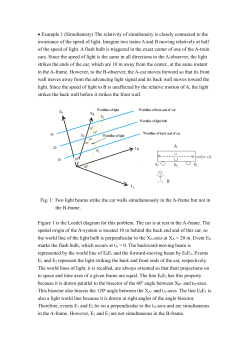 ��� Example 1 (Simultaniety) The relativity of simultaneity is closely