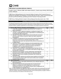 Anti-Money Laundering Questionnaire I. General AML