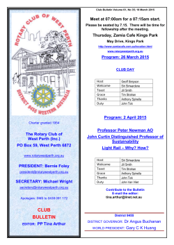 Current Bulletin - Rotary Club of West Perth