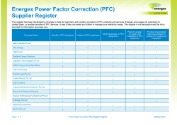 Energex Power Factor Correction (PFC) Supplier Register