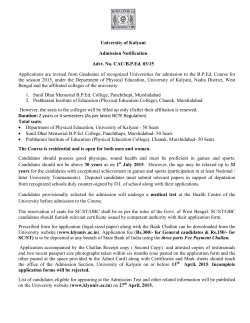 Advt. No. CAC/B.P.Ed. 01/15